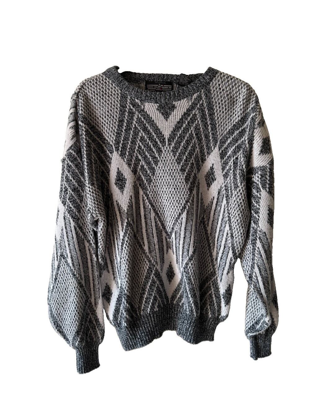 Vintage 90s Spettro Geometric Knit Sweater Mens M Acrylic Pullover